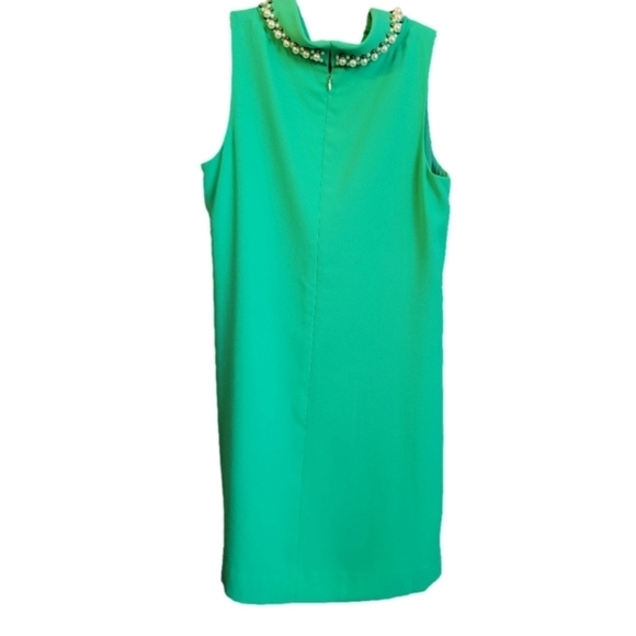 Lilly Pulitzer vibrant green high neck pearl embellished sleeveless shift dress - Picture 3 of 9